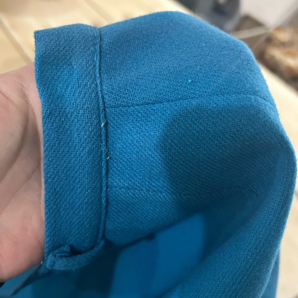 Vintage Vibrant Blue 100% Wool Secretary Pencil Mini Skirt FITS SMALL - Picture 4 of 8